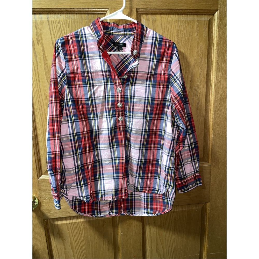 J. Crew Factory Red Pink Plaid Button-Down Shirt